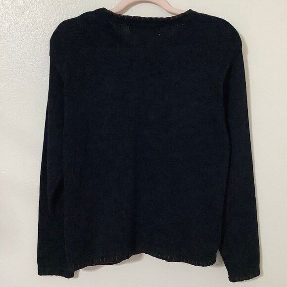 Vintage 90s Wearable Art Novelty Animal Sequin Embroidered Knit Cardigan M Fall - Picture 6 of 11